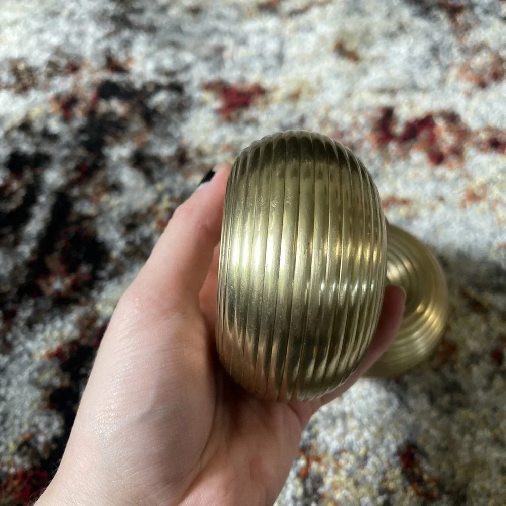 VTG Pair MCM Ribbed Beehive Brass Candle Stick Holders Tea Light 3.25